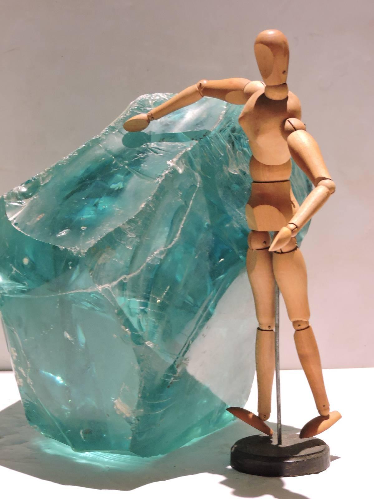 20th Century Massive Chunk of Old Factory Aqua Glass Cullet