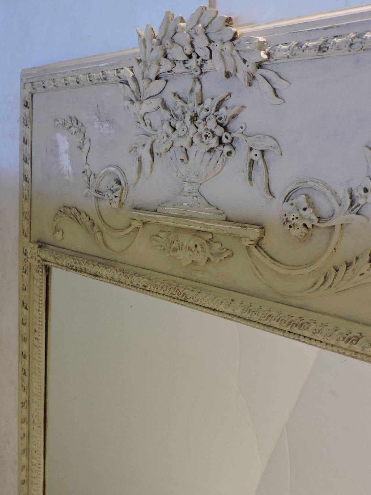 Carved Louis XV Style Trumeau Mirror by Milch & Sons