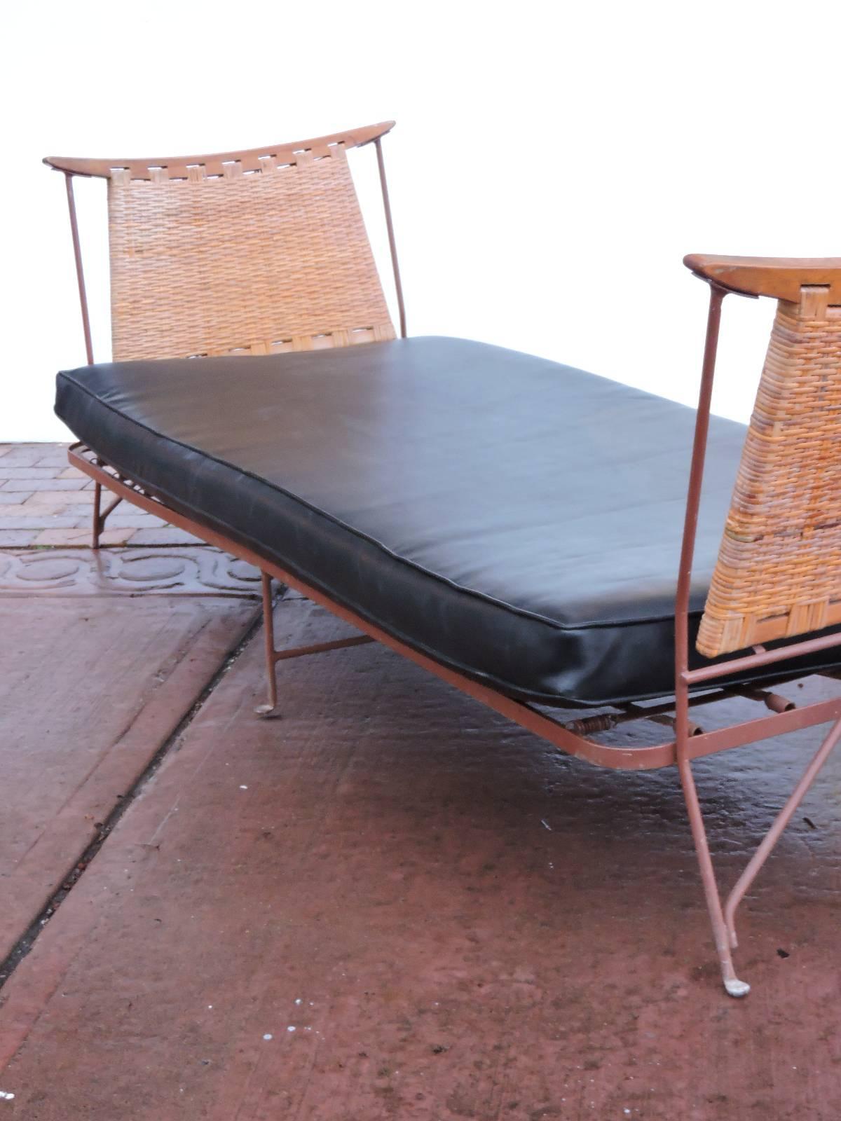  Rare Modernist Iron & Cane Daybed Lounge 3
