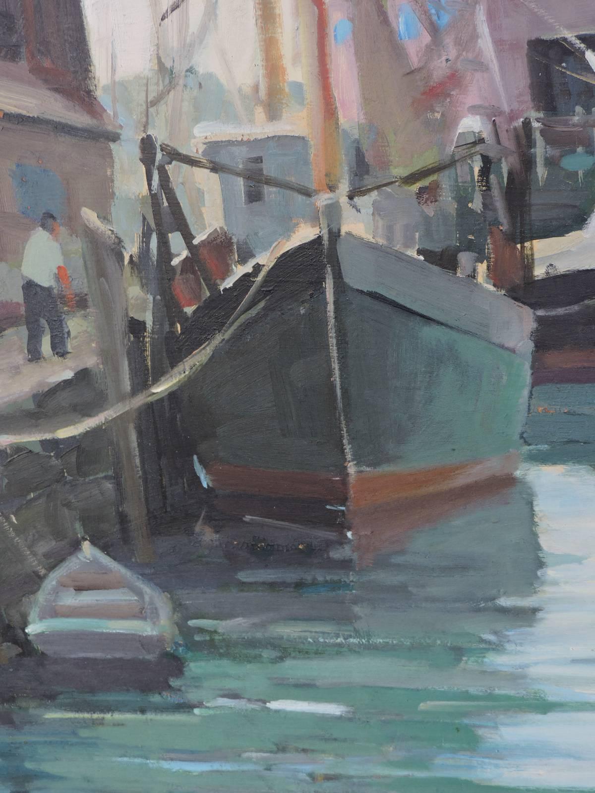 Cape Ann Harbor Scene Painting In Good Condition In Rochester, NY