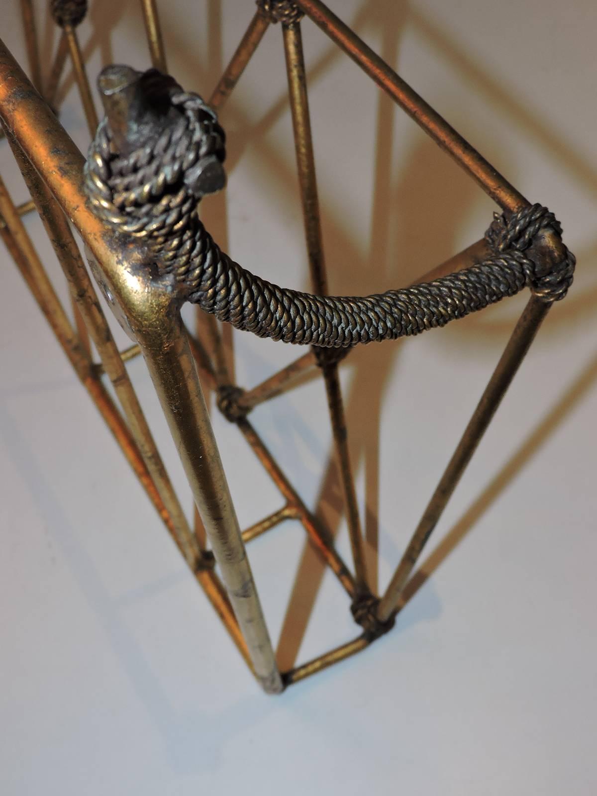 Italian Gilt Iron Wall-Mounted Magazine Rack In Excellent Condition In Rochester, NY