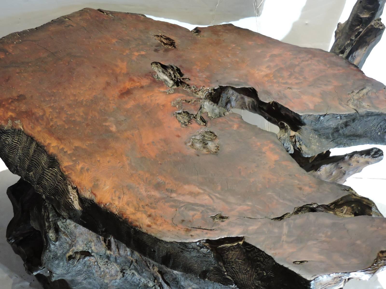 redwood burl coffee table for sale