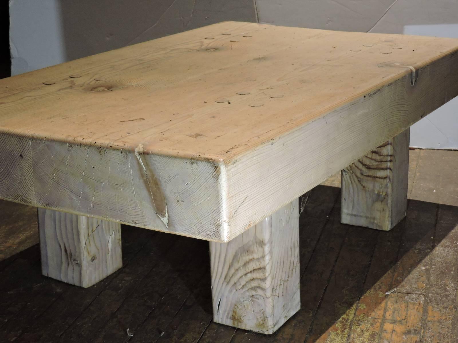 Massive Whitewashed Wood Block Coffee Table 1