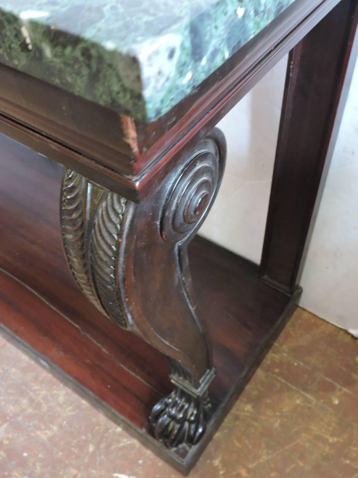  Classical Empire Marble-Top Console Table In Good Condition In Rochester, NY