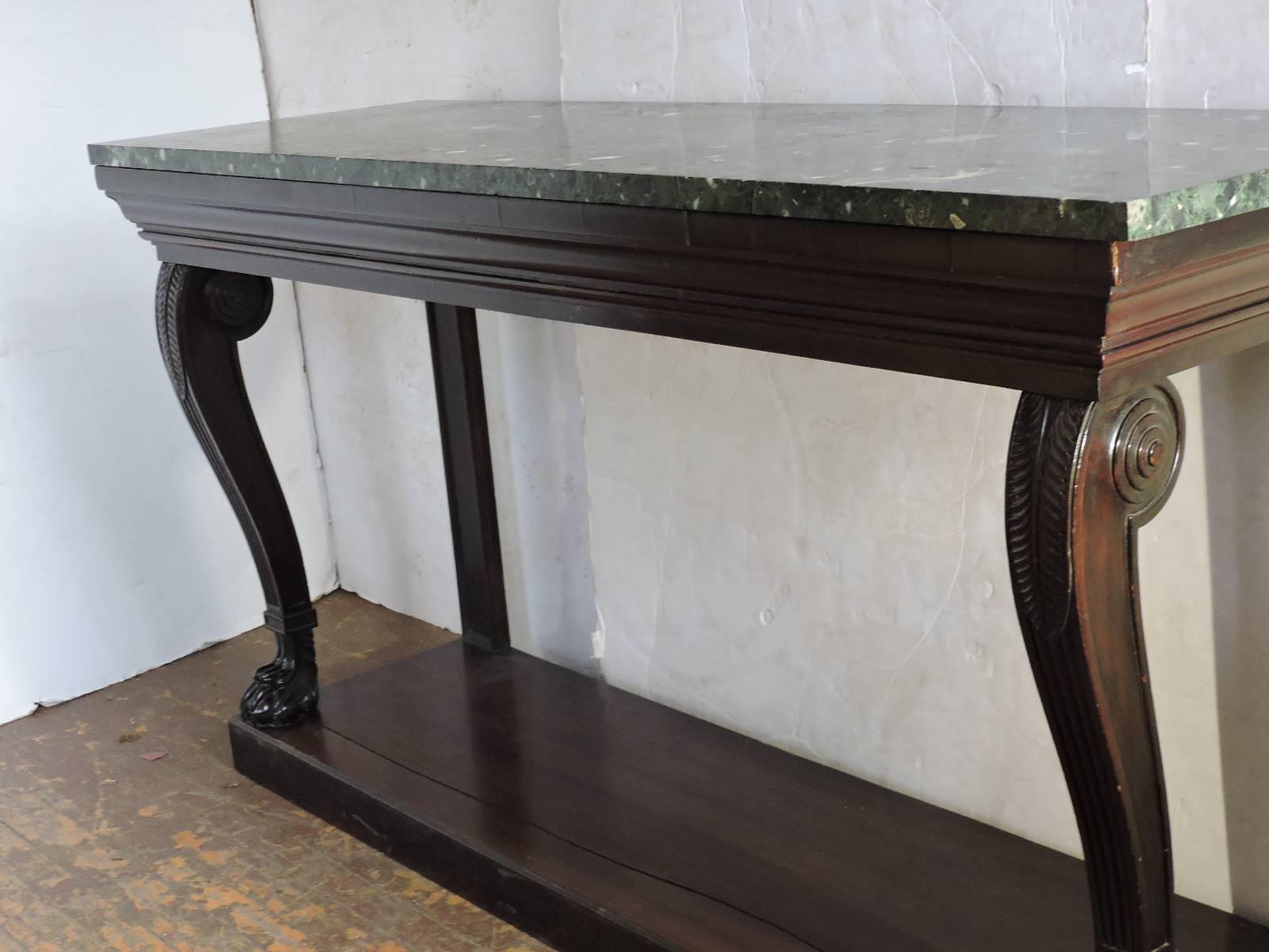 Carved  Classical Empire Marble-Top Console Table
