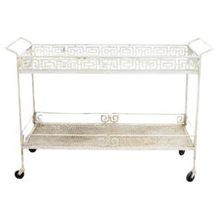 Meadowcraft Greek Key Wrought Iron Bar Cart, 1950's