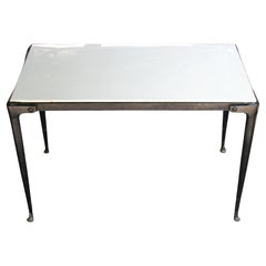 Modernist Enameled Aluminum Coffee Table w/ Vitrolite Top