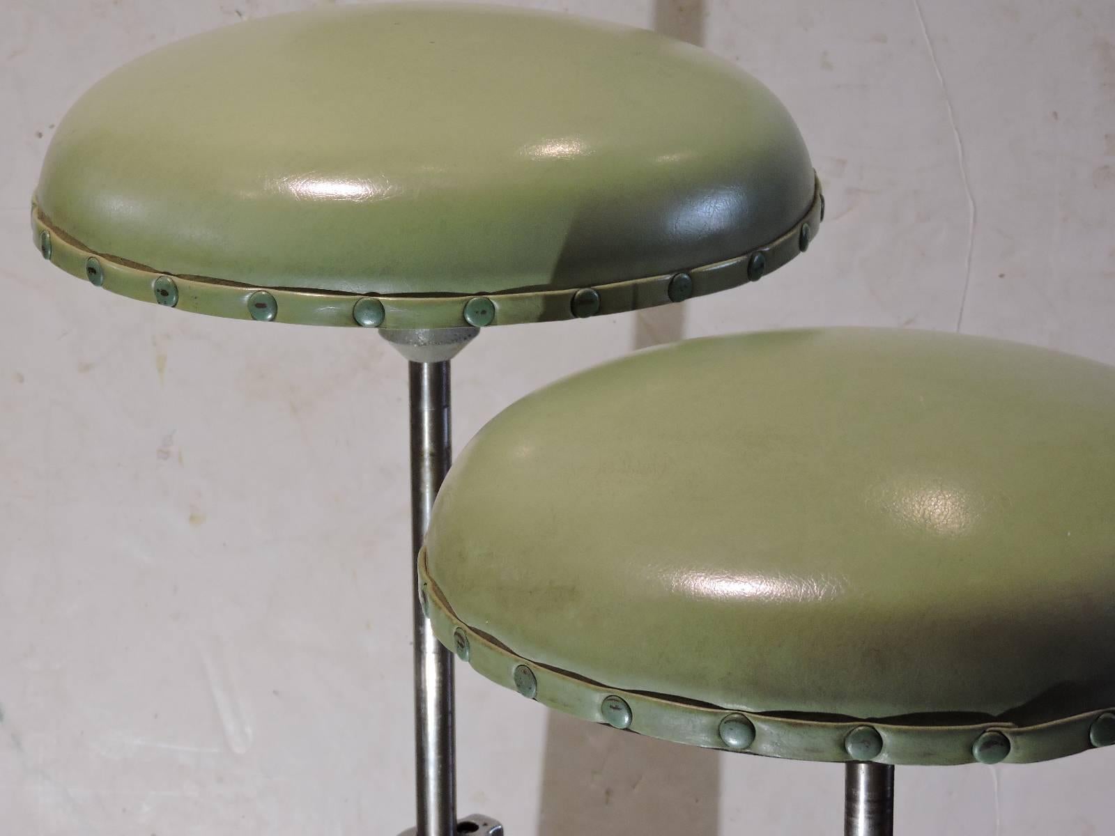 Faux Leather Industrial Stools by Bausch & Lomb