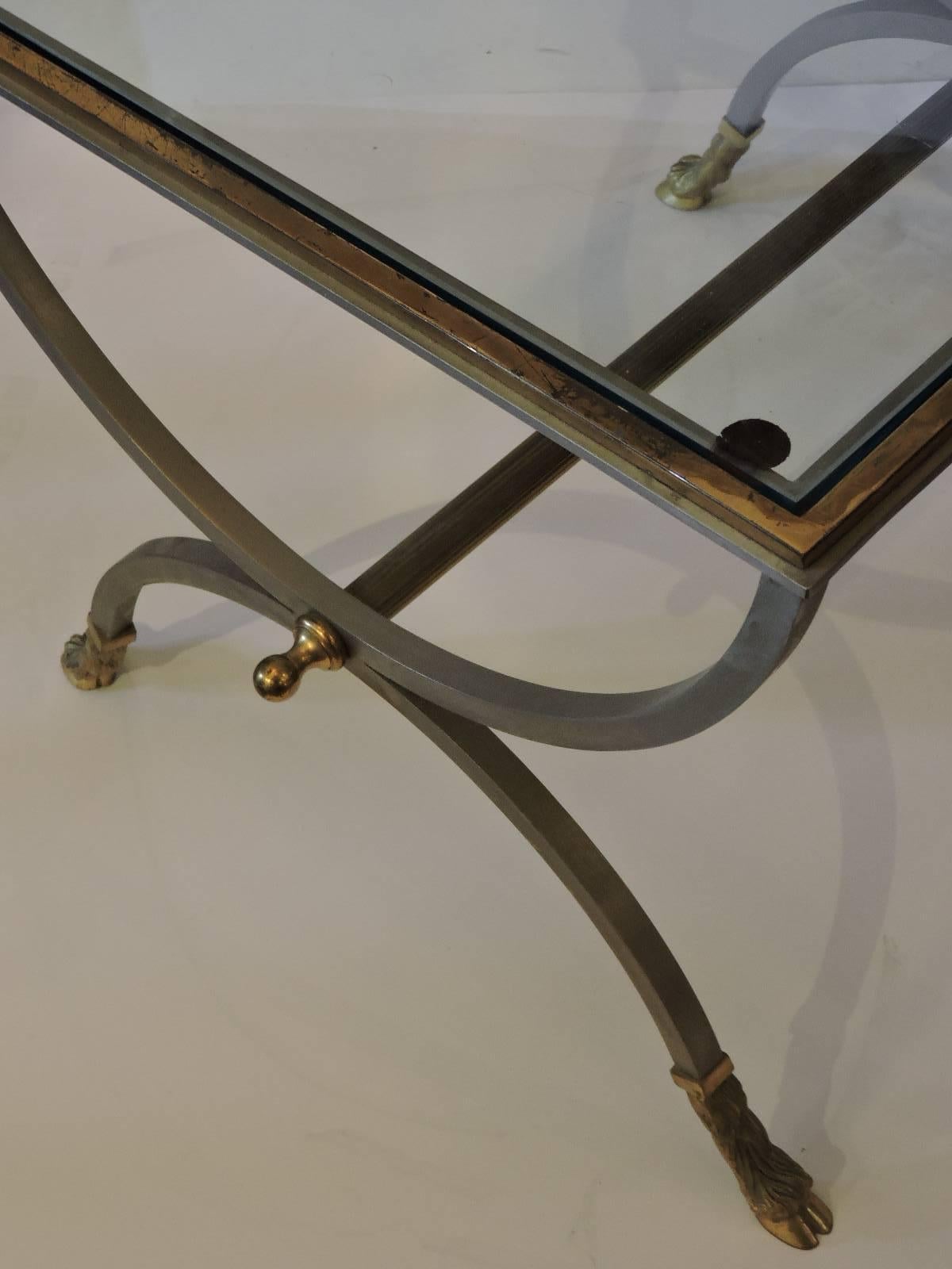 Steel and Gilt Brass Side Tables in the Style of Maison Jansen 3