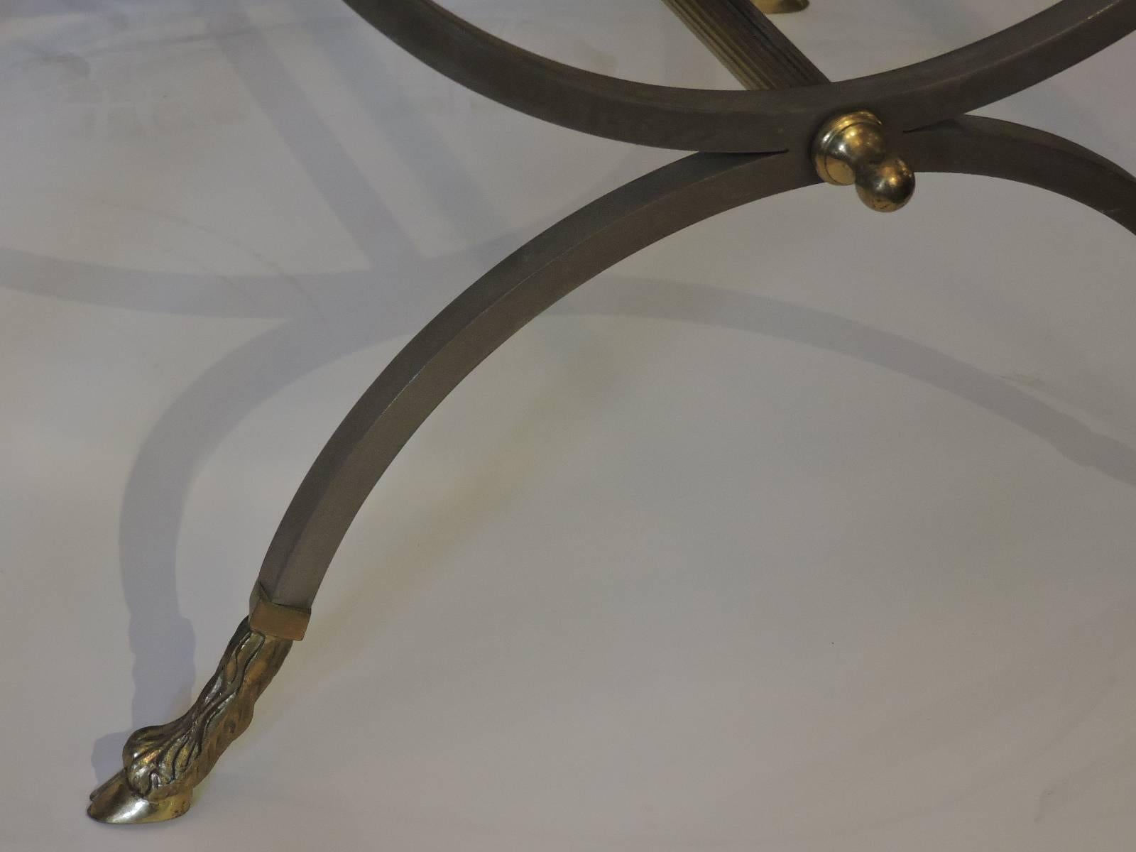 20th Century Steel and Gilt Brass Side Tables in the Style of Maison Jansen