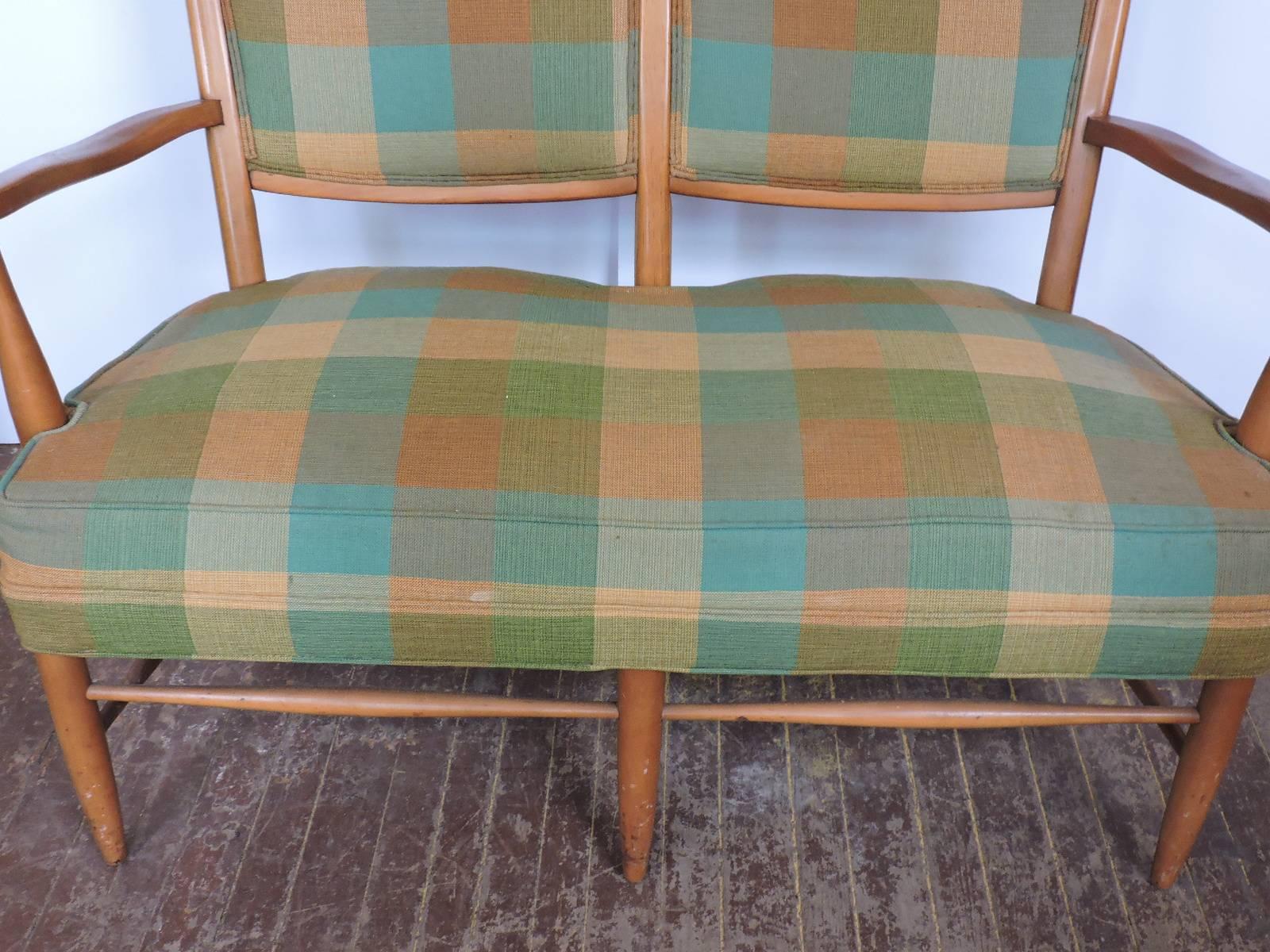20th Century Edward Wormley attributed High Back Maple Settee