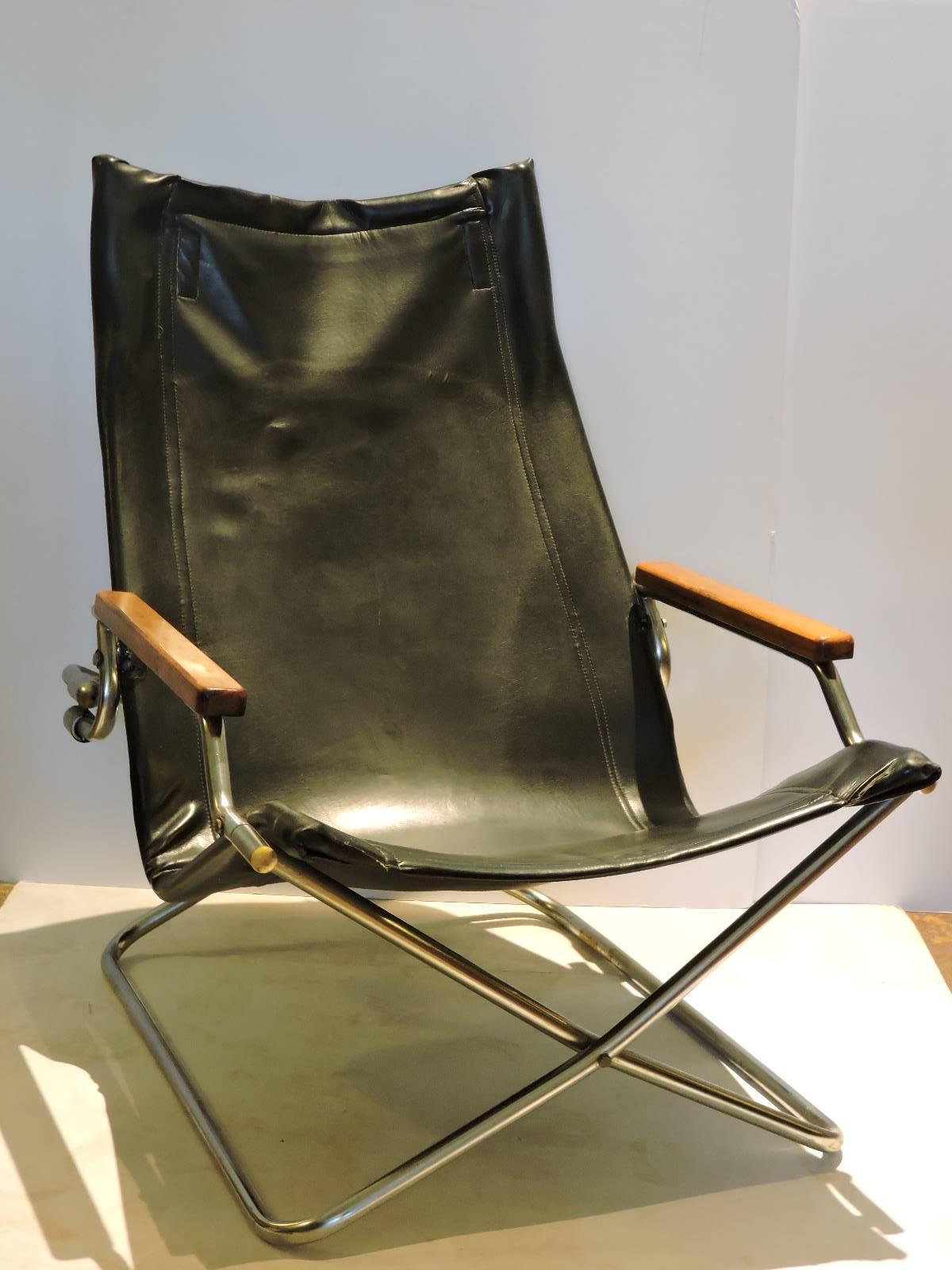 Japanese Modernist Folding Sling Chair by Uchida 1