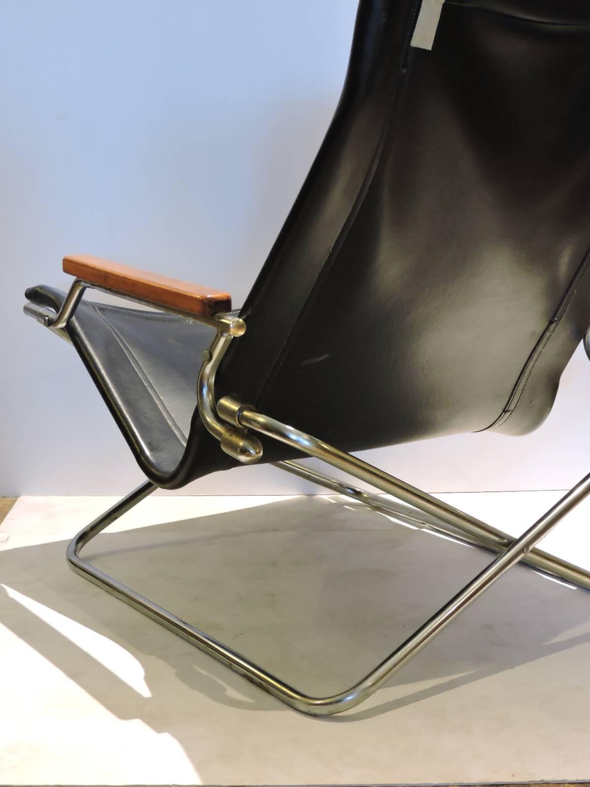 Japanese Modernist Folding Sling Chair by Uchida In Good Condition In Rochester, NY