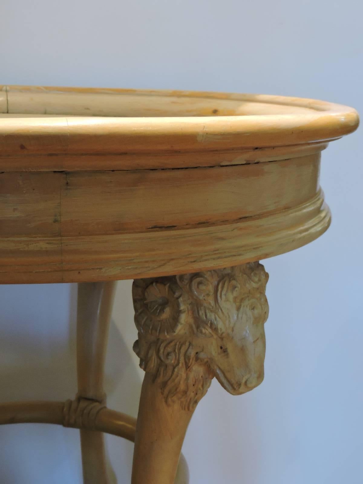 Carved Neoclassical style Rams Head Center Table