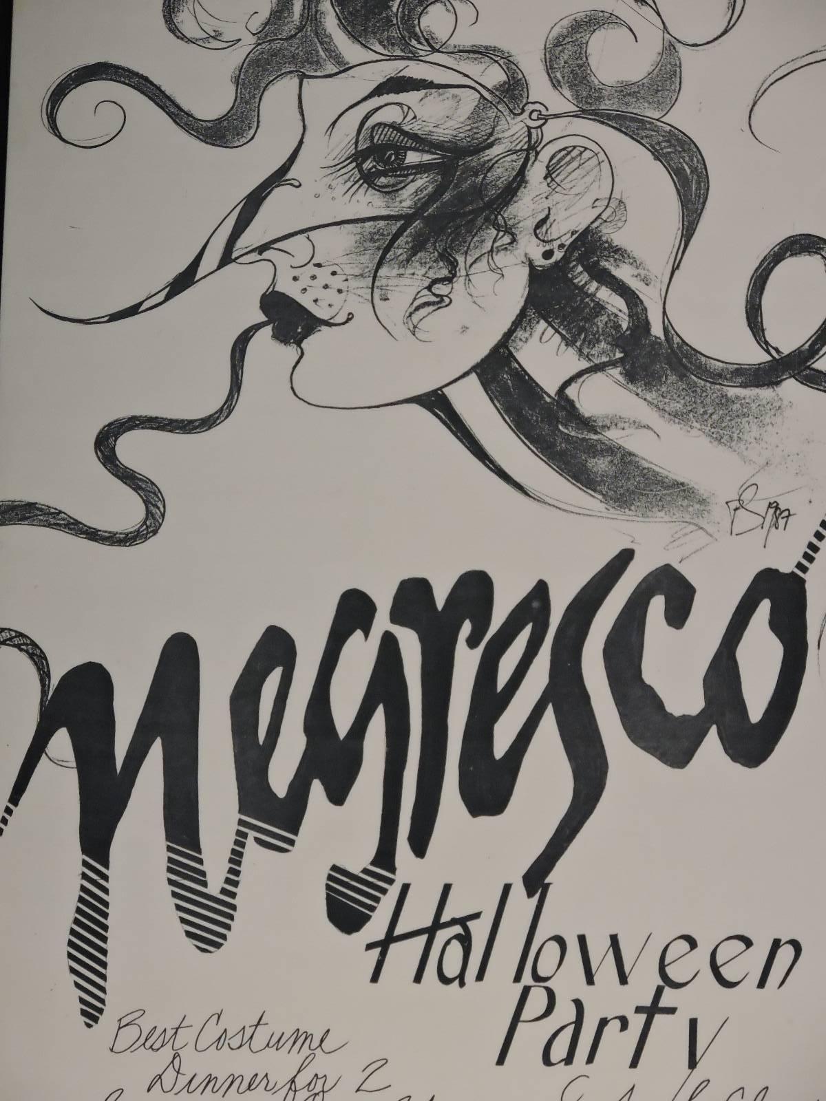 Late 20th Century Negresco Halloween Party Poster by Ramon Santiago, 1987