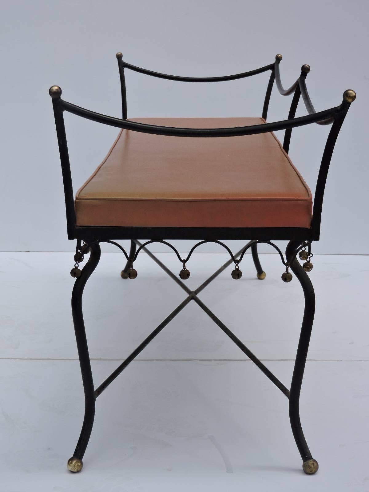 Iron & Brass Bench style Jean Royere 3