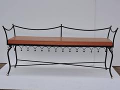 Iron & Brass Bench style Jean Royere