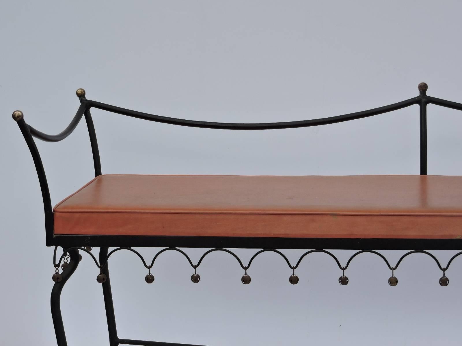 American Iron & Brass Bench style Jean Royere
