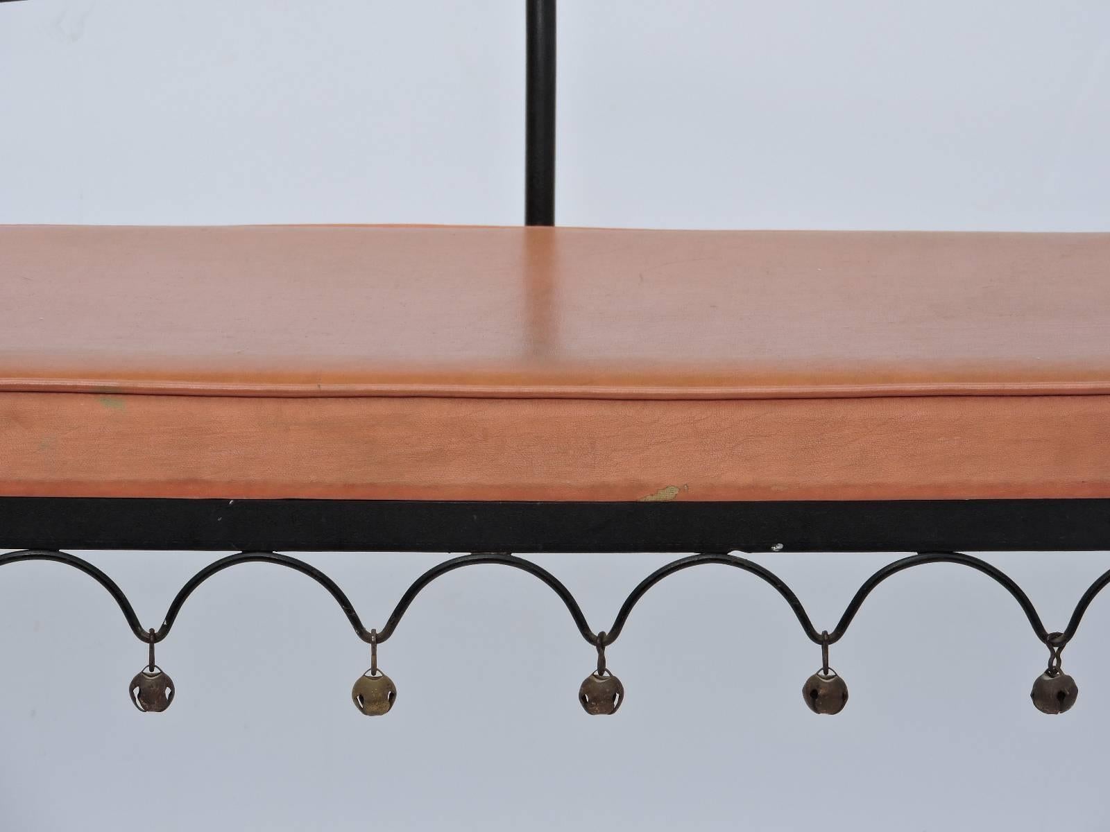 Iron & Brass Bench style Jean Royere 2