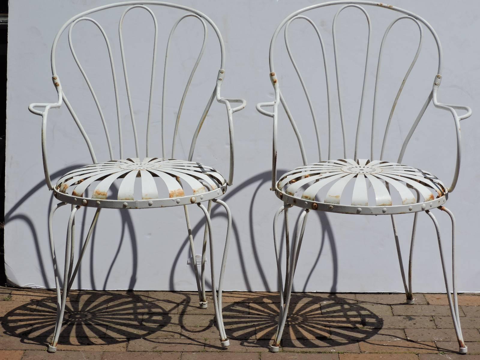 Art Deco Set of Four of Iron Garden Chairs Francois Carre'