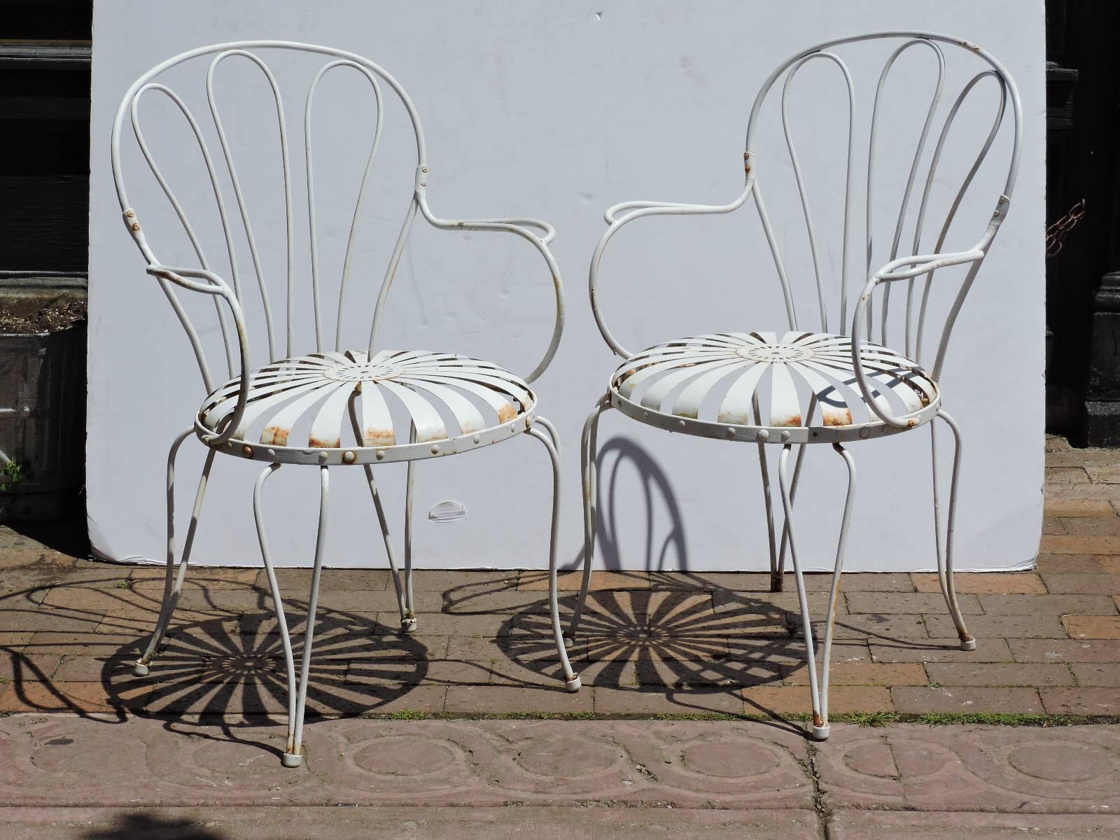 Set of Four of Iron Garden Chairs Francois Carre' 3