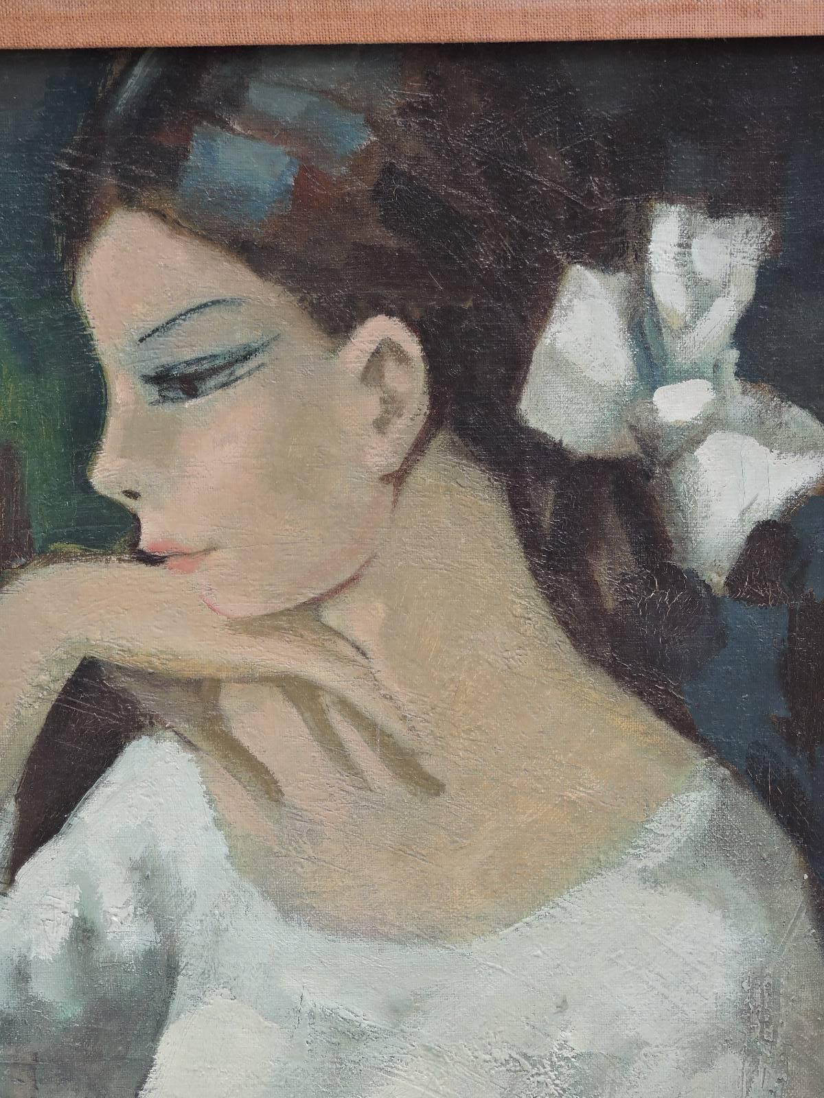 French Painting of a Beautiful Young Woman by Rafael Ortega