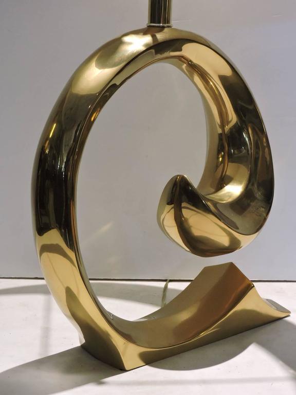 20th Century Pierre Cardin Signature Logo Design Brass Table Lamp