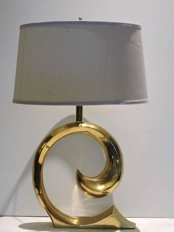 Pierre Cardin Signature Logo Design Brass Table Lamp In Excellent Condition In Rochester, NY