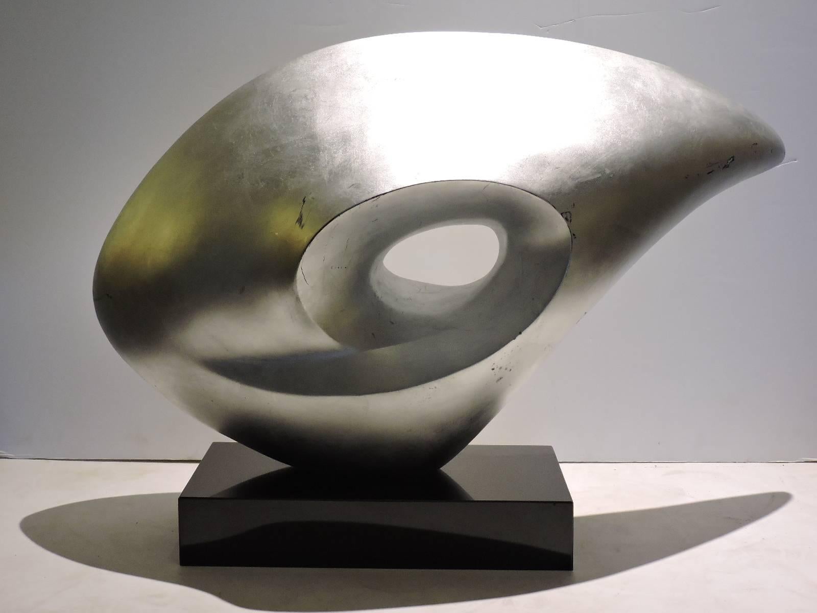 Polished Abstract Fiberglass Sculpture in the Style of Barbara Hepworth