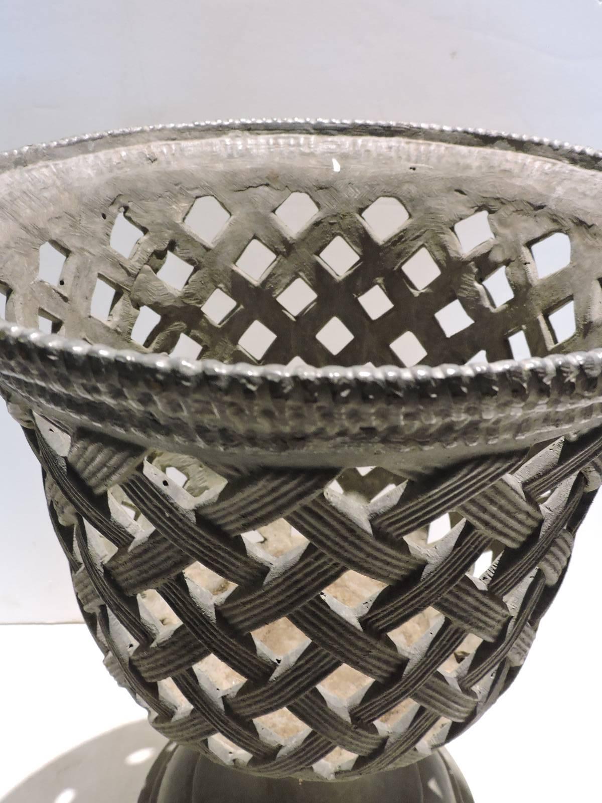 Campagna Form Lead Basket Weave Garden Urn 2