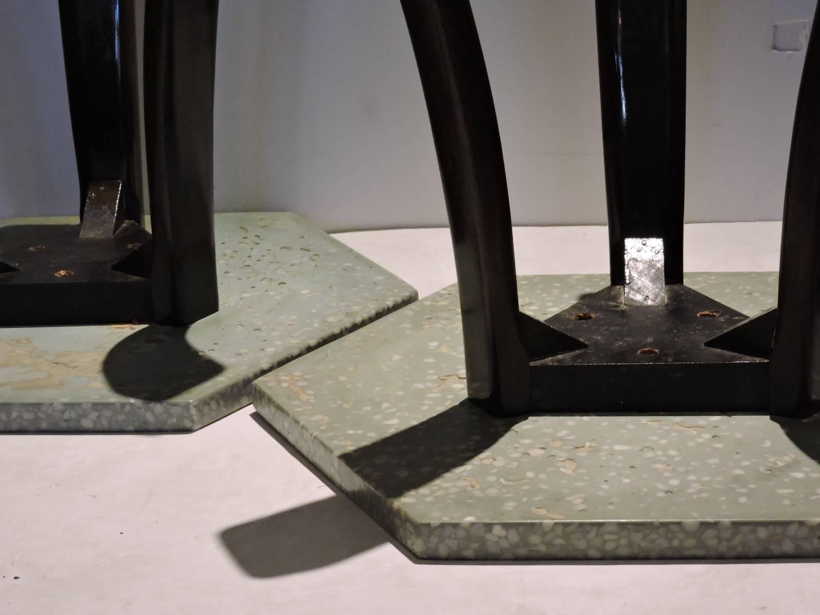 American Terrazzo and Brass Hexagon Top Tables by Harvey Probber