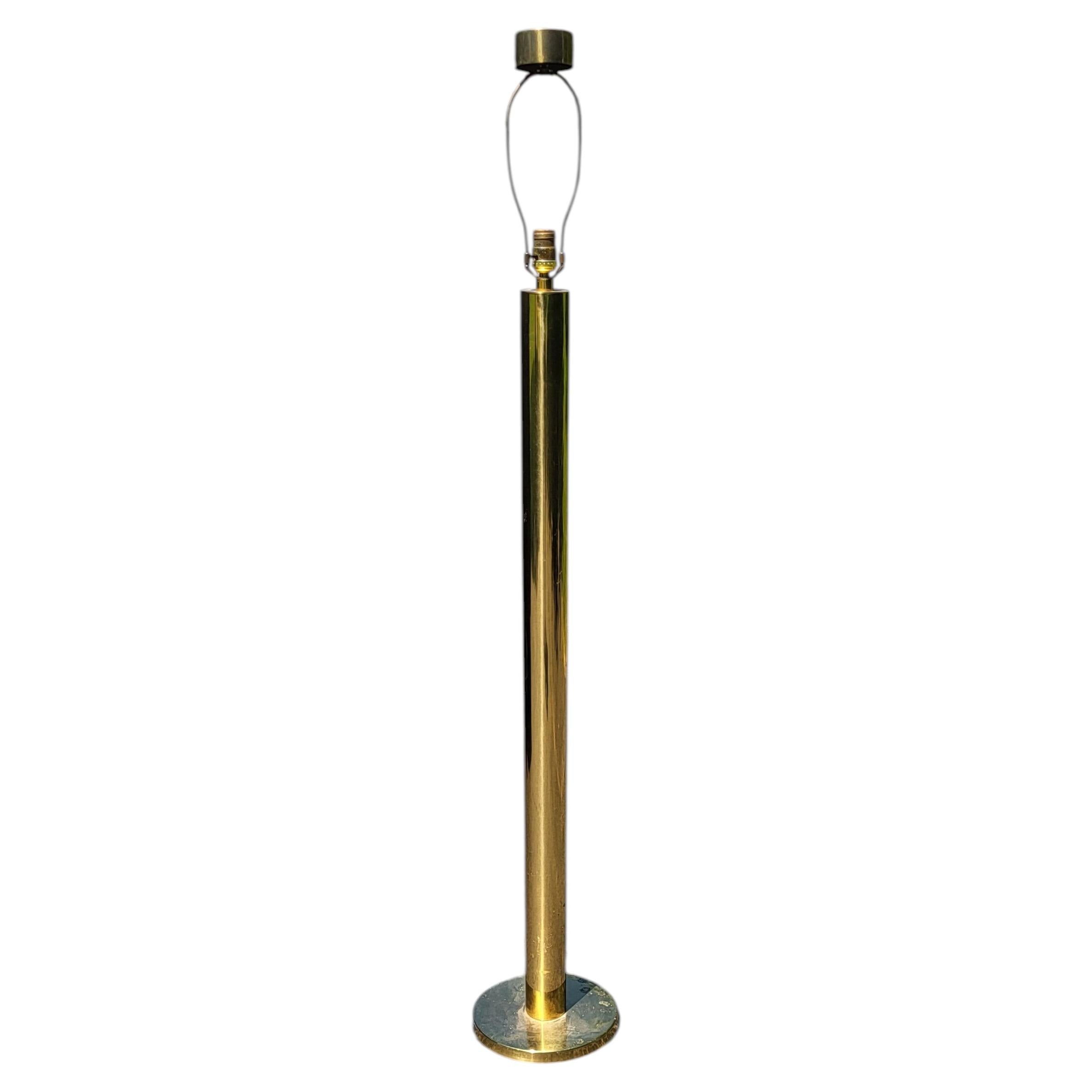 Hollywood Regency Cylindrical Brass Floor Lamp, 1960-1970