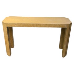 Lacquered Faux Vellum Waterfall Console Table, Circa 1960's