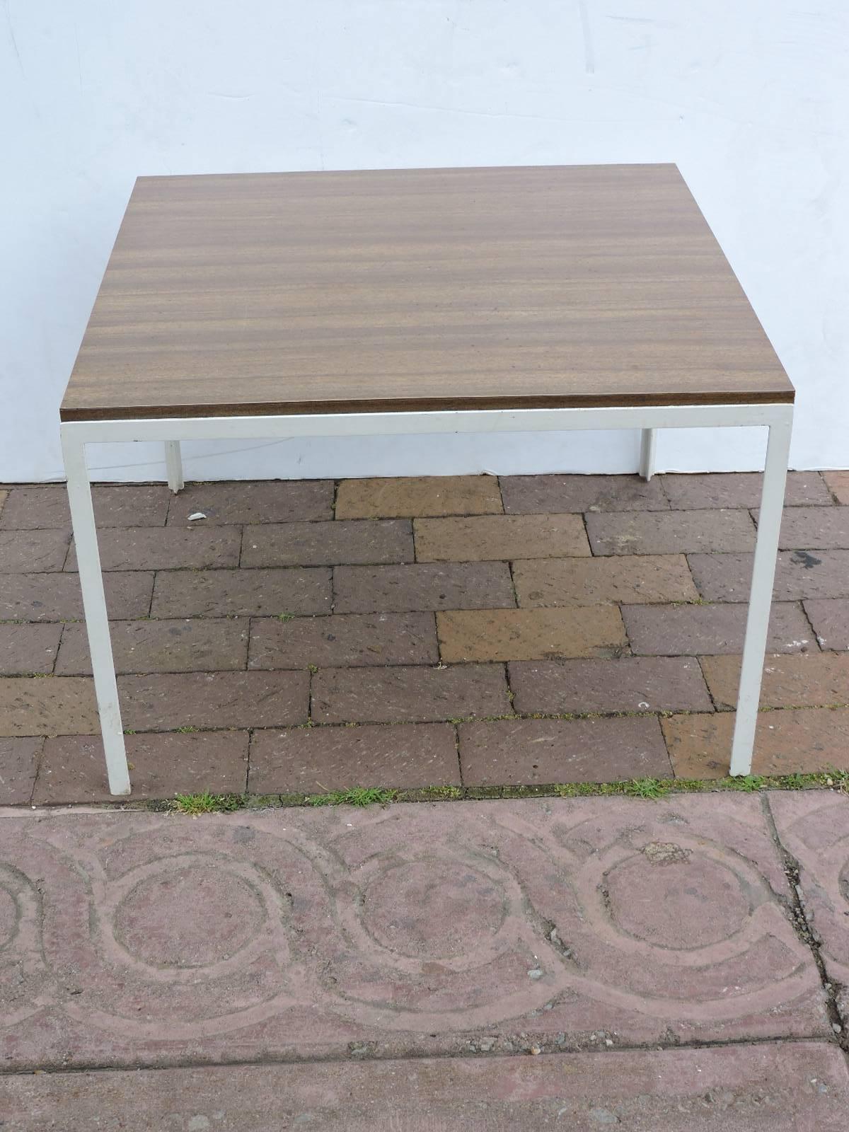 Enameled Pair of Early Florence Knoll T - Angle Steel Tables