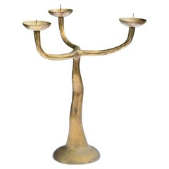 Organic Modern Tree Form Brass Candelabra, Circa 1970-1980