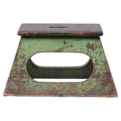 Antique Railroad Wooden Step Stool in Original Paint, 1920-1930