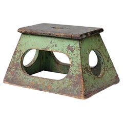 Antique Railroad Wooden Step Stool in Original Paint, 1920-1930