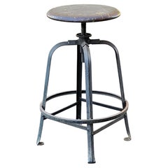 Antique Industrial Adjustable Swivel Stool, 1930-1940