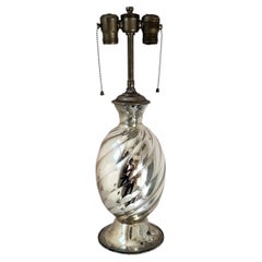 Antique Swirled Urn Form Mercury Glass Table Lamp