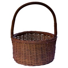 Antique American Country Small Splint Gathering Basket