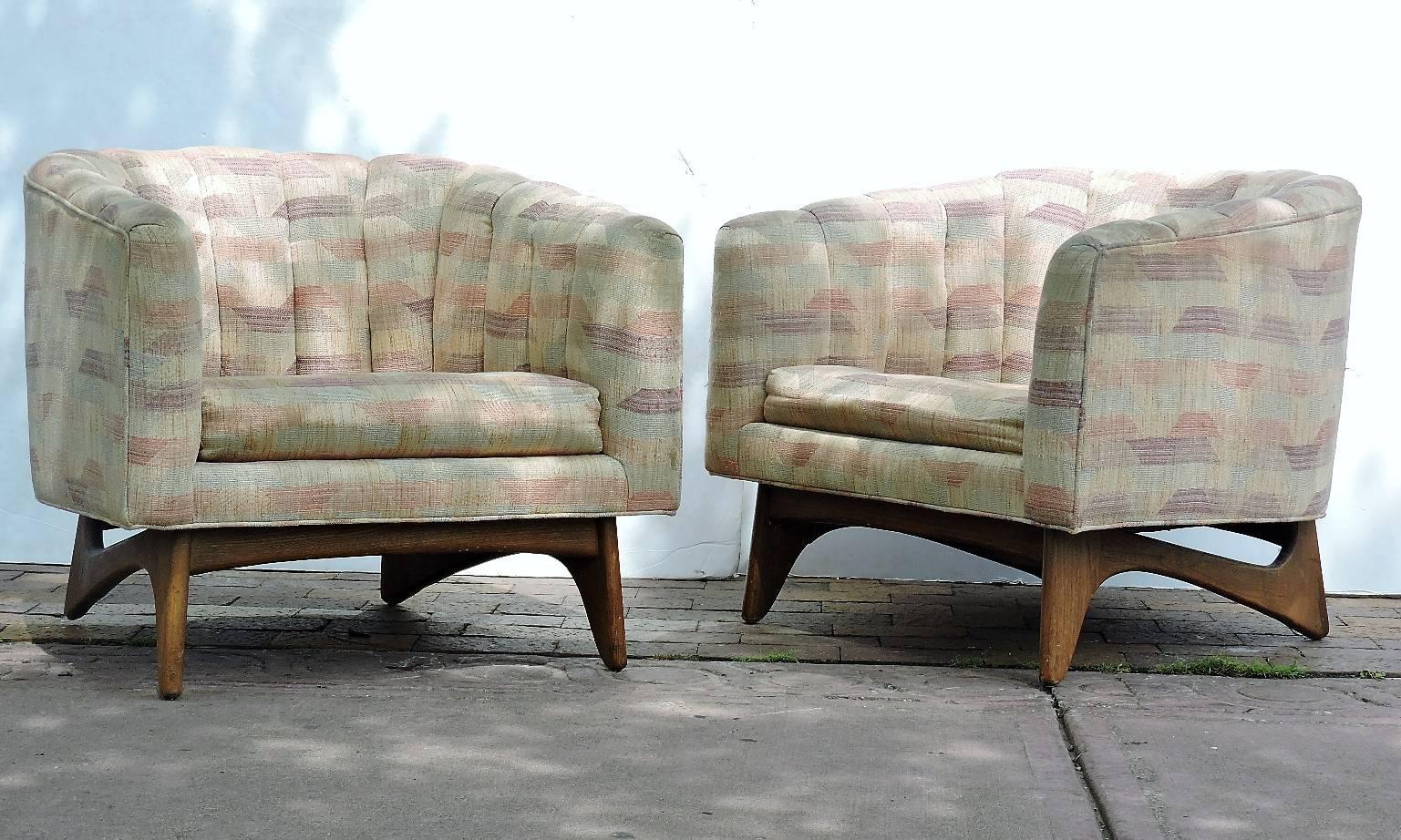 Upholstery Barrel Form Lounge Chairs by Adrian Pearsall