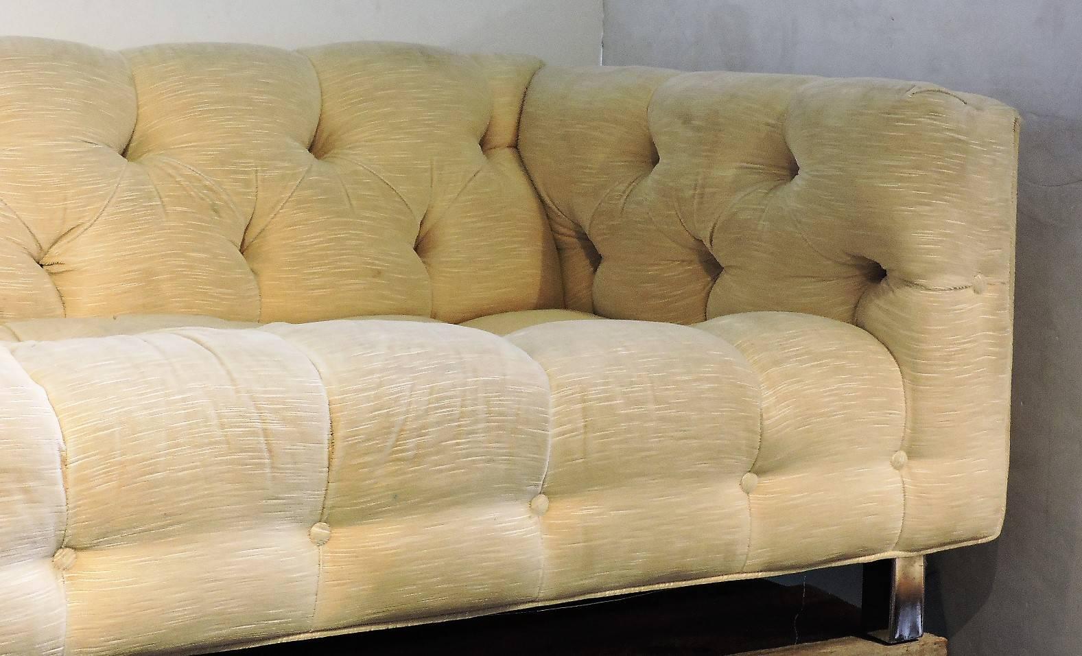 Milo Baughman Button Tufted Tuxedo Sofa In Good Condition In Rochester, NY
