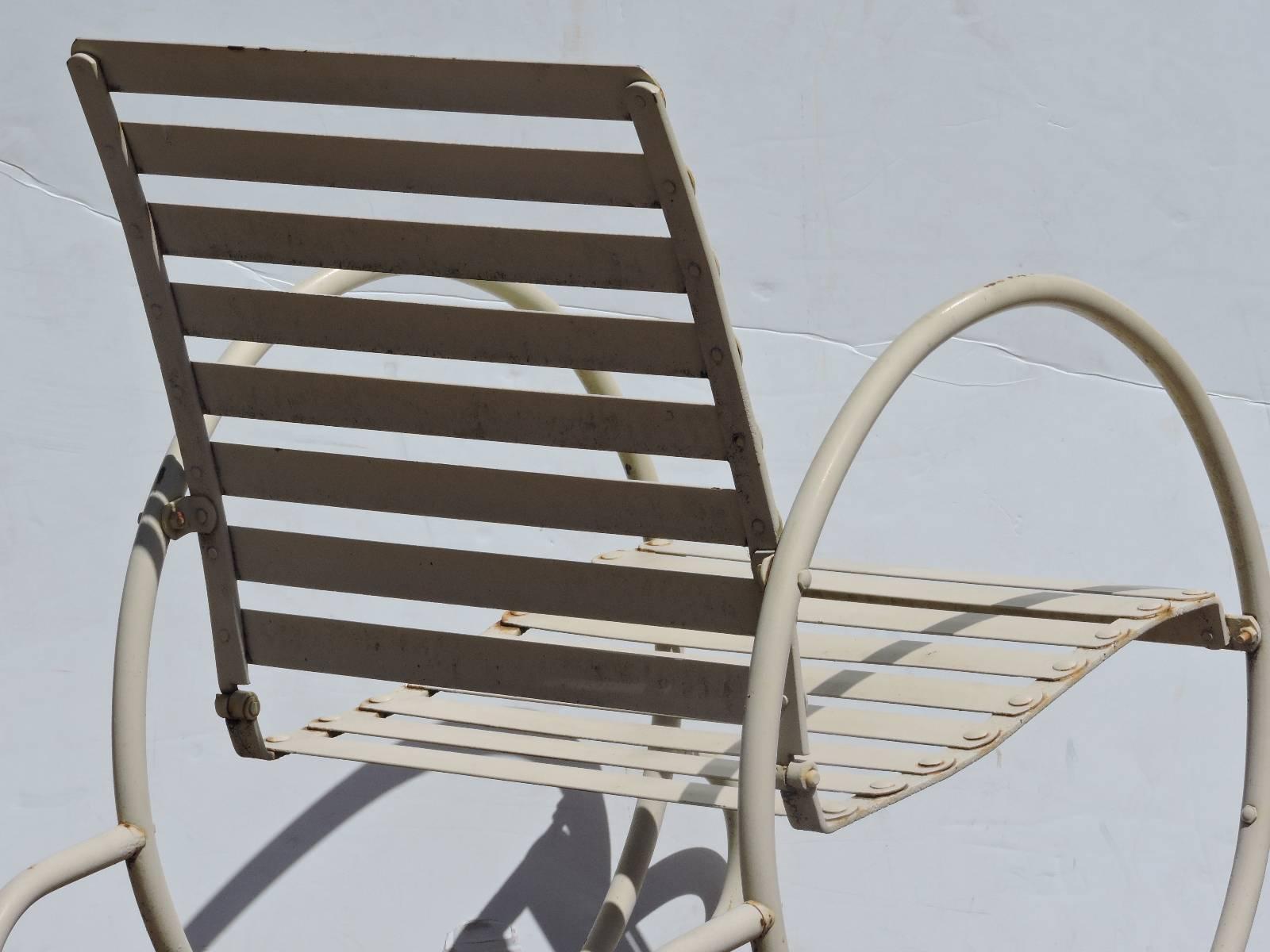 Iron American Art Deco Streamlined Steel Chairs