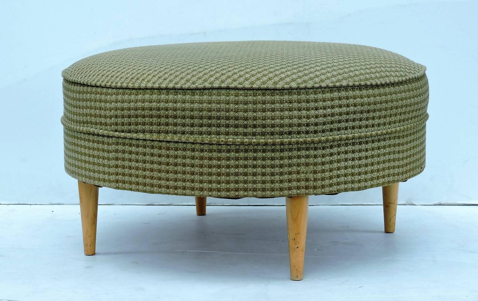 Mid-Century Modern  Mid 20th Century Big Round Ottoman Pouf