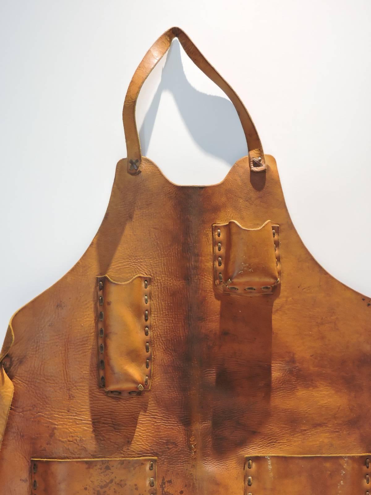 vintage leather blacksmith apron