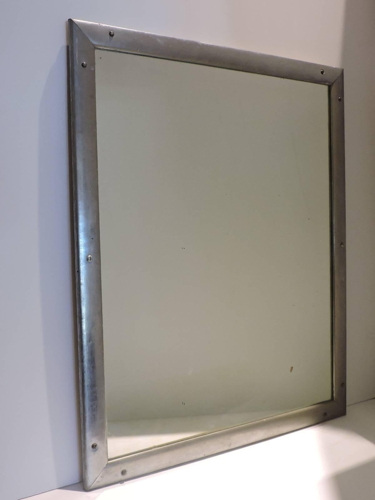 Antique Industrial Aluminum Mirror 2