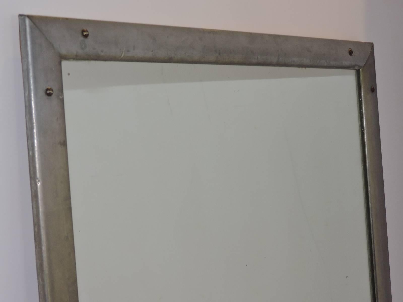 Antique Industrial Aluminum Mirror 1