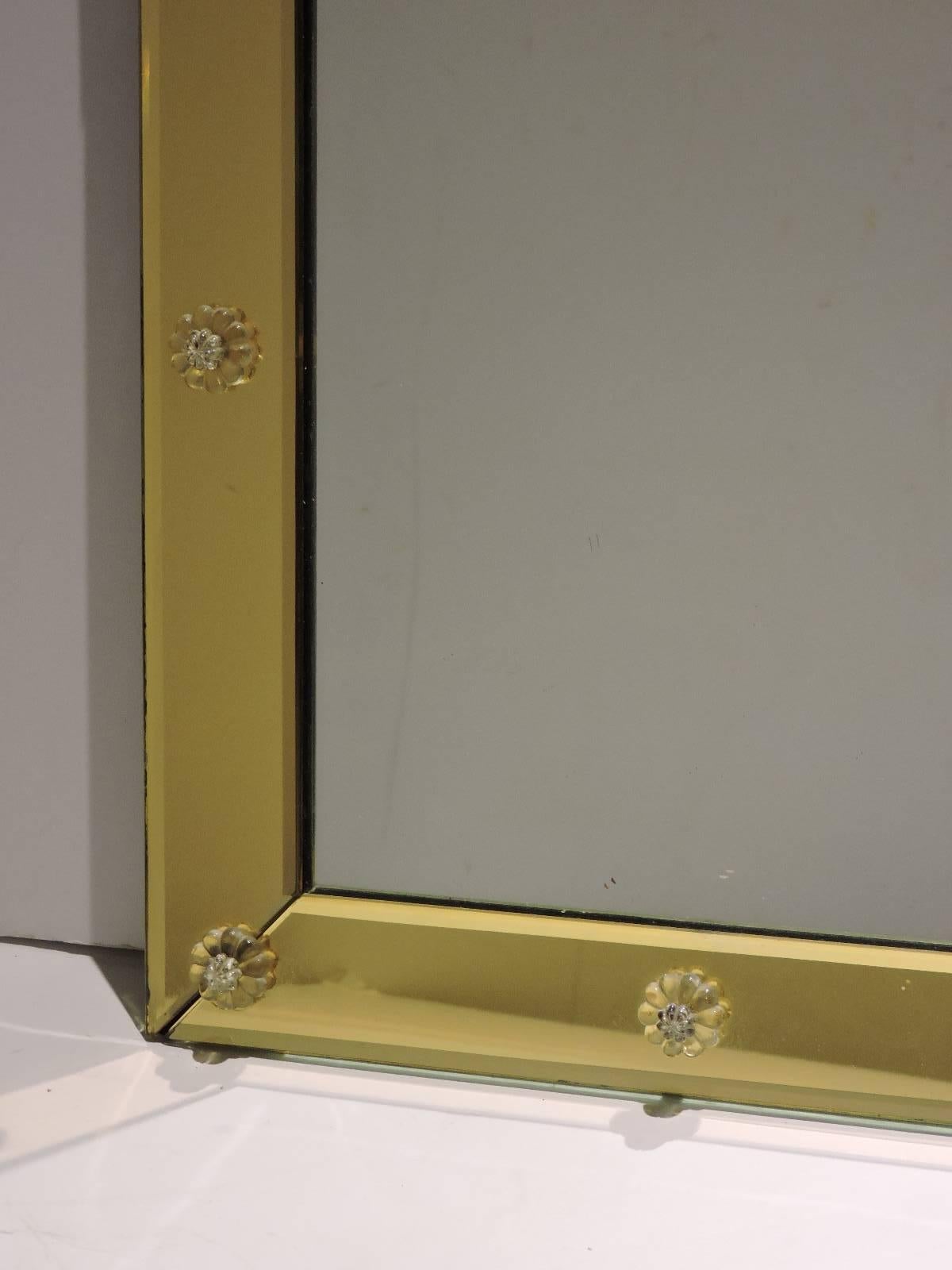   Amber Gold Venetian Glass Mirror In Excellent Condition In Rochester, NY