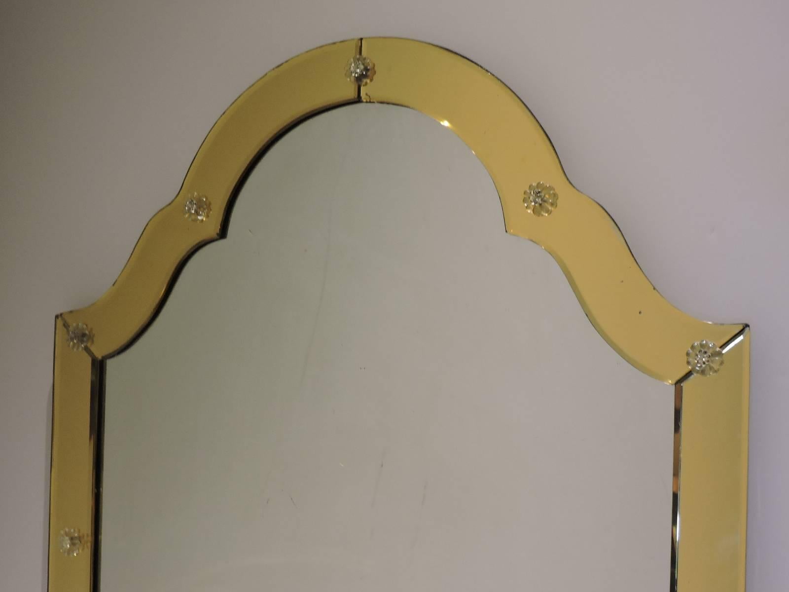 Hollywood Regency   Amber Gold Venetian Glass Mirror