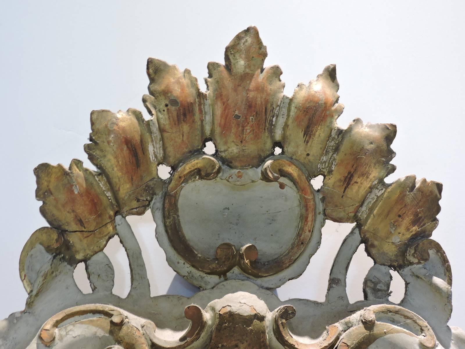 Italian  Venetian Rococo Painted & Gilded Wood Mirror